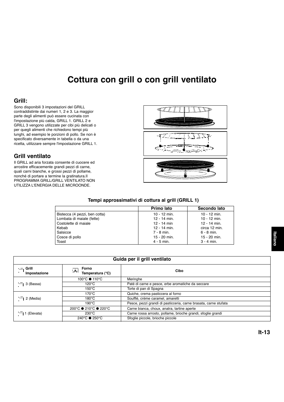 Cottura con grill o con grill ventilato, It-13, Grill | Grill ventilato | Panasonic NNA734MBEPG User Manual | Page 211 / 276