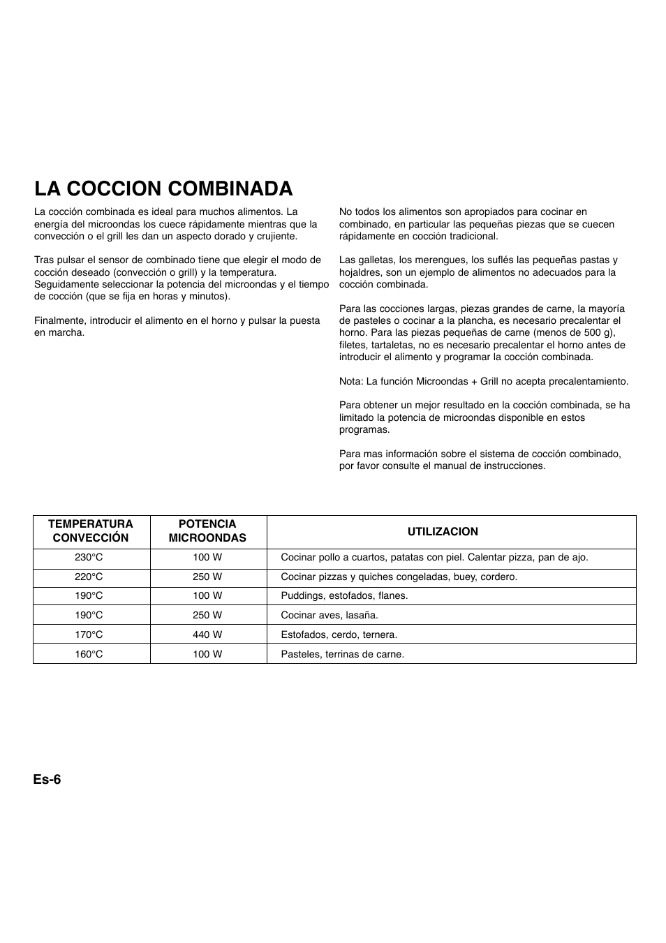 La coccion combinada, Es-6 | Panasonic NNA734MBEPG User Manual | Page 252 / 276