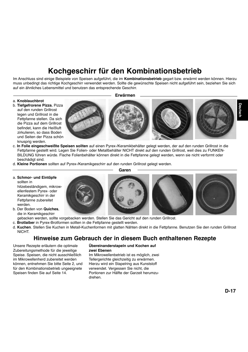 Kochgeschirr für den kombinationsbetrieb, D-17 | Panasonic NNA734MBEPG User Manual | Page 62 / 276