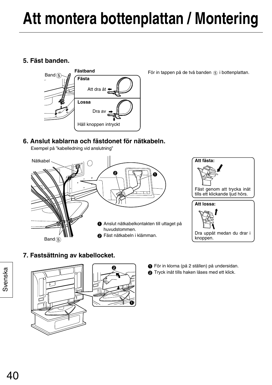 Att montera bottenplattan / montering | Panasonic TYST50PX500 User Manual | Page 40 / 52