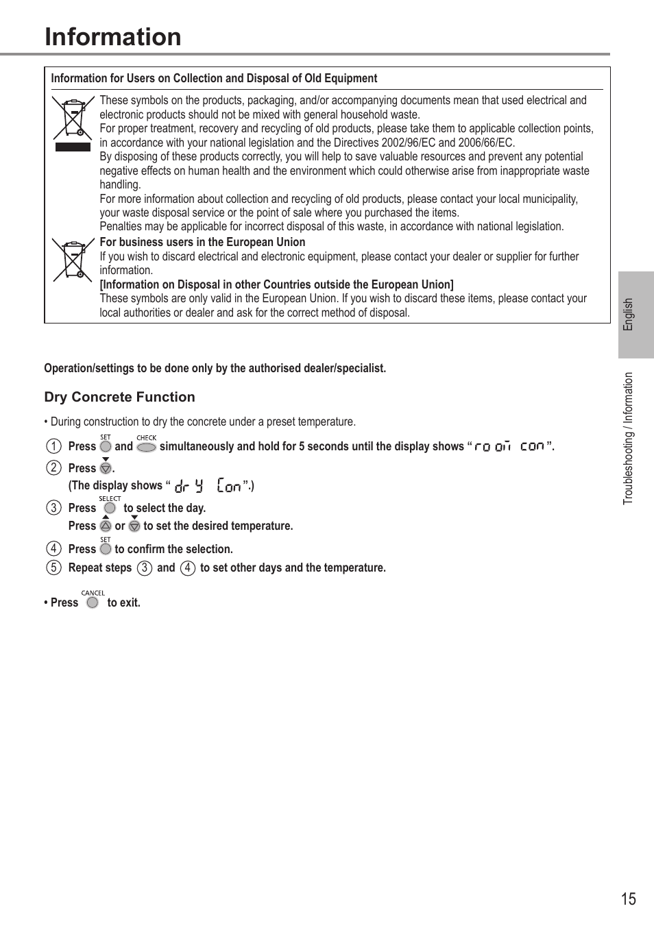 Information | Panasonic WHMDC05F3E5 User Manual | Page 15 / 100