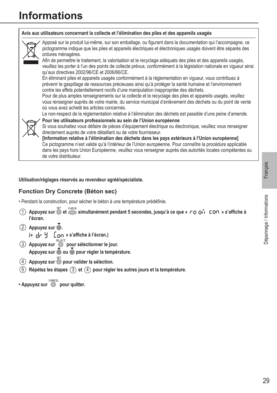Informations | Panasonic WHMDC05F3E5 User Manual | Page 29 / 100