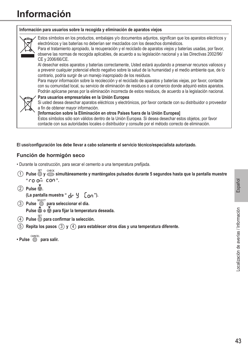 Información | Panasonic WHMDC05F3E5 User Manual | Page 43 / 100