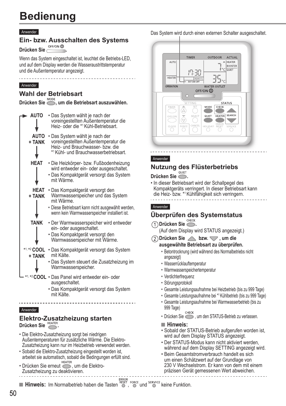 Bedienung | Panasonic WHMDC05F3E5 User Manual | Page 50 / 100
