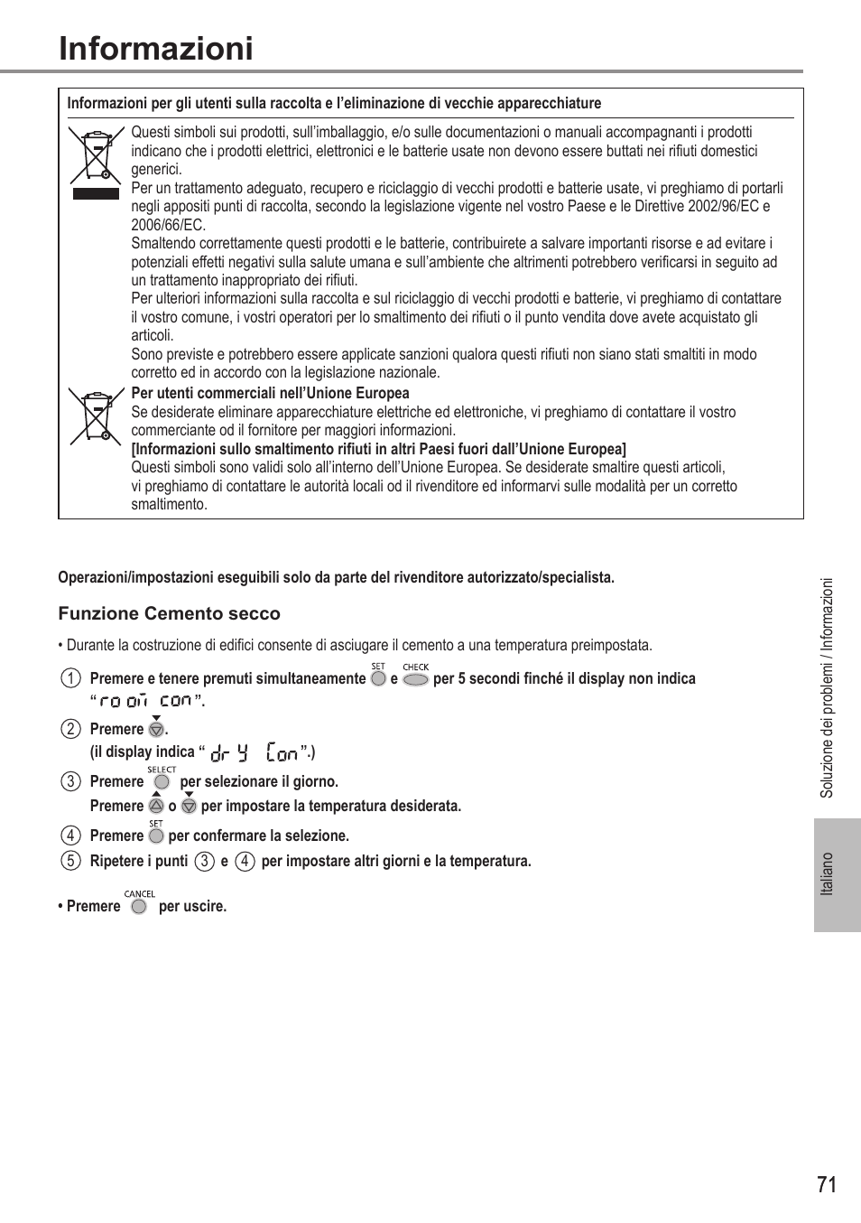 Informazioni | Panasonic WHMDC05F3E5 User Manual | Page 71 / 100