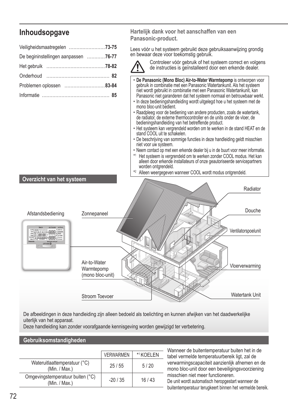 Inhoudsopgave | Panasonic WHMDC05F3E5 User Manual | Page 72 / 100