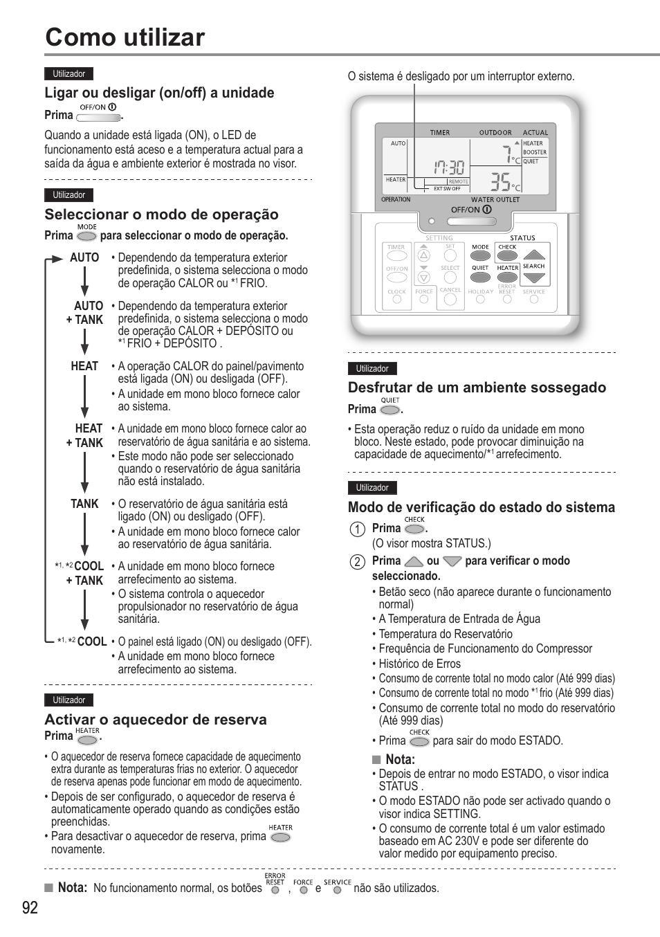 Como utilizar | Panasonic WHMDC05F3E5 User Manual | Page 92 / 100