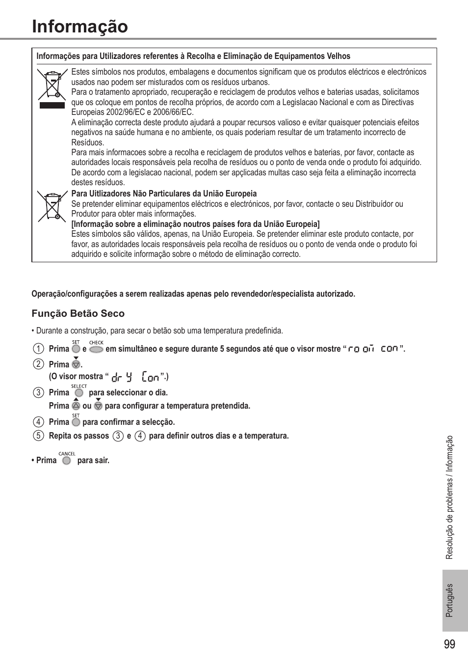 Informação | Panasonic WHMDC05F3E5 User Manual | Page 99 / 100