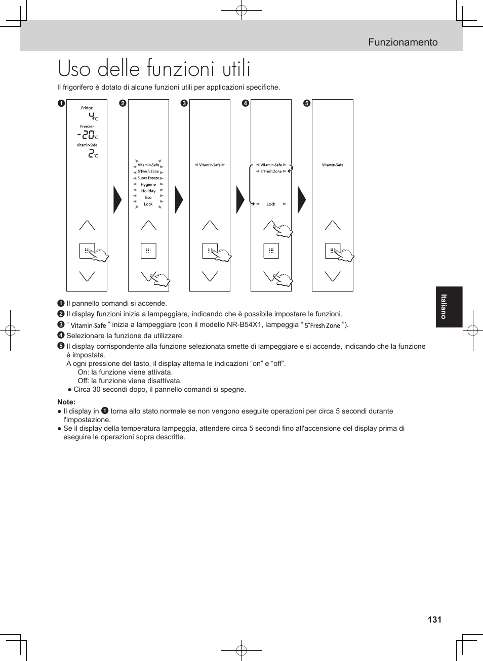 Uso delle funzioni utili, Funzionamento | Panasonic NRB54X1 User Manual | Page 131 / 316