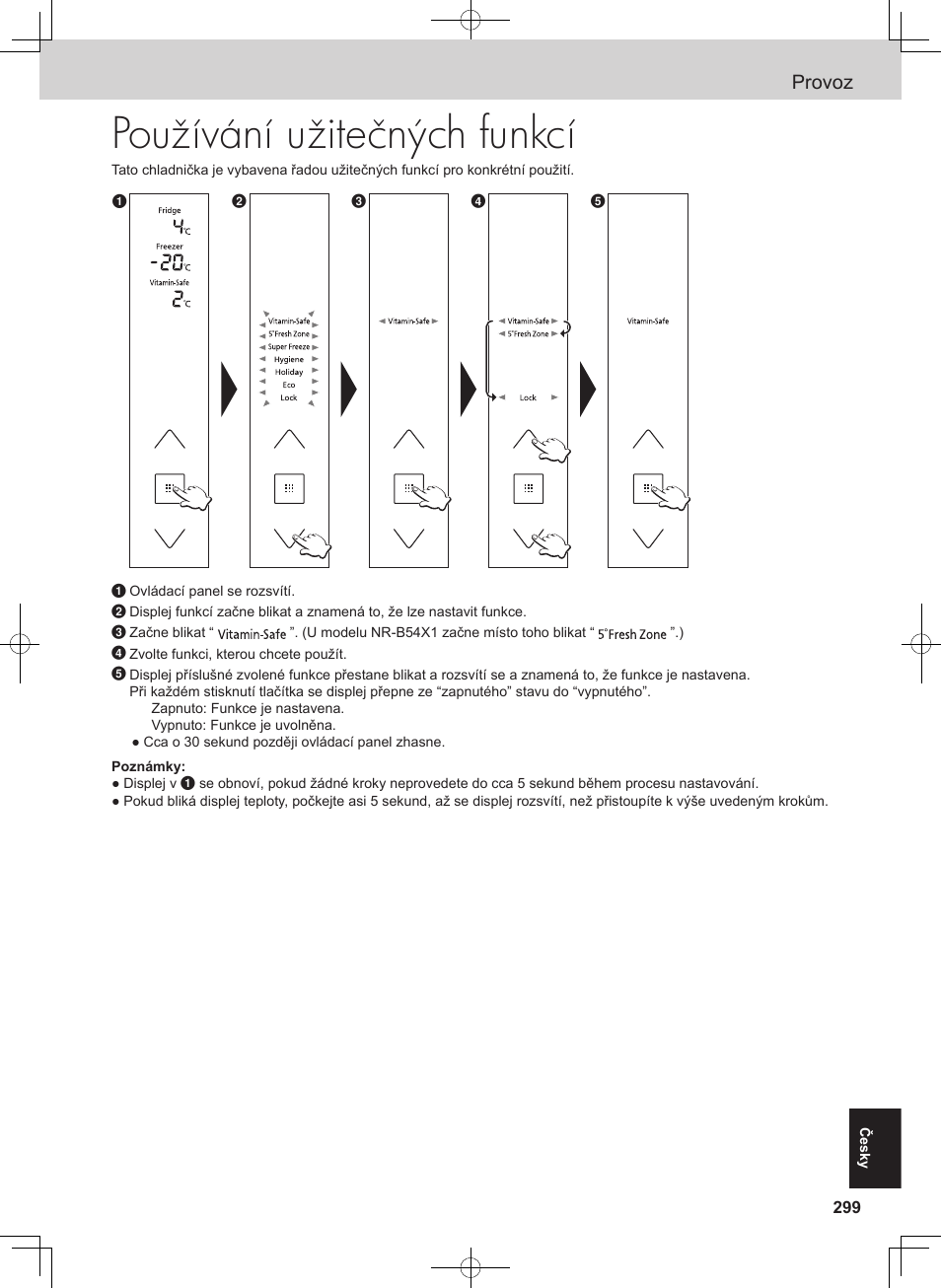 Používání užitečných funkcí, Provoz | Panasonic NRB54X1 User Manual | Page 299 / 316