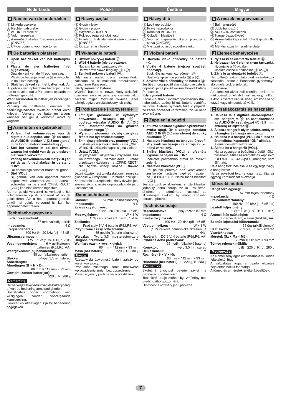 Panasonic RPSP38 User Manual | Page 7 / 8