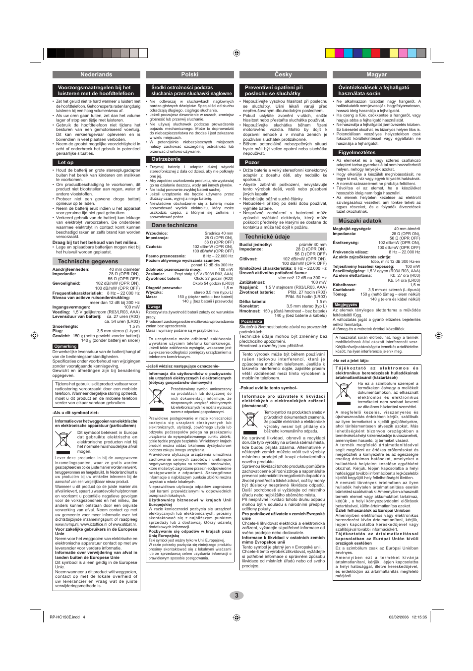 Panasonic RPHC150 User Manual | Page 3 / 8