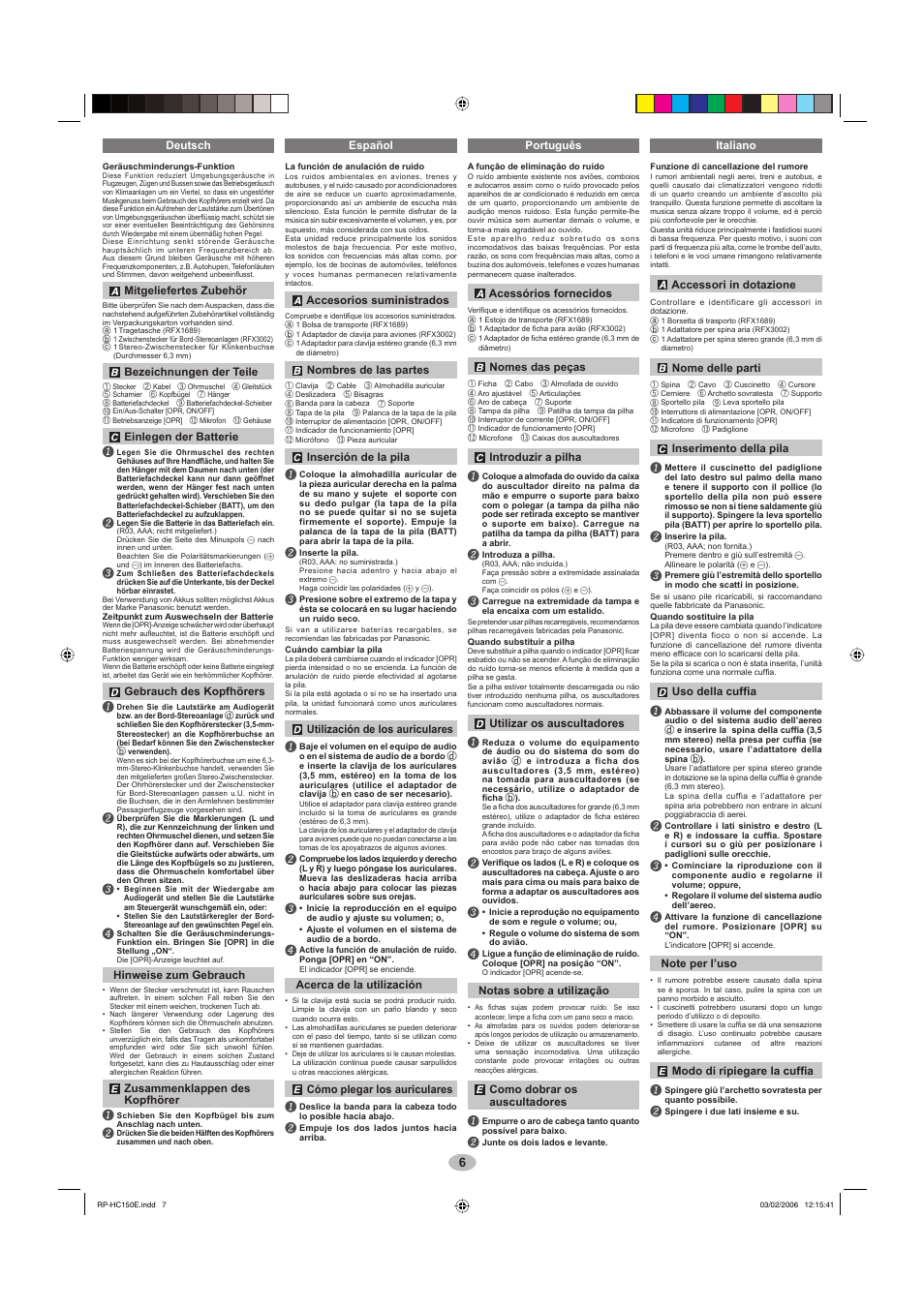 Panasonic RPHC150 User Manual | Page 6 / 8