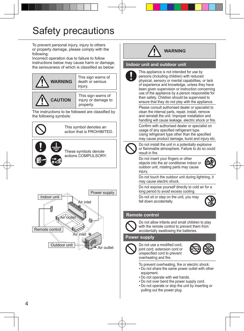 Safety precautions | Panasonic CSUE12PKE User Manual | Page 4 / 56