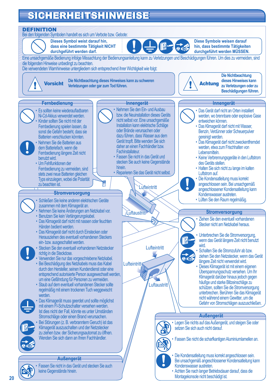 Sicherheitshinweise | Panasonic KITE9HKEA User Manual | Page 20 / 56