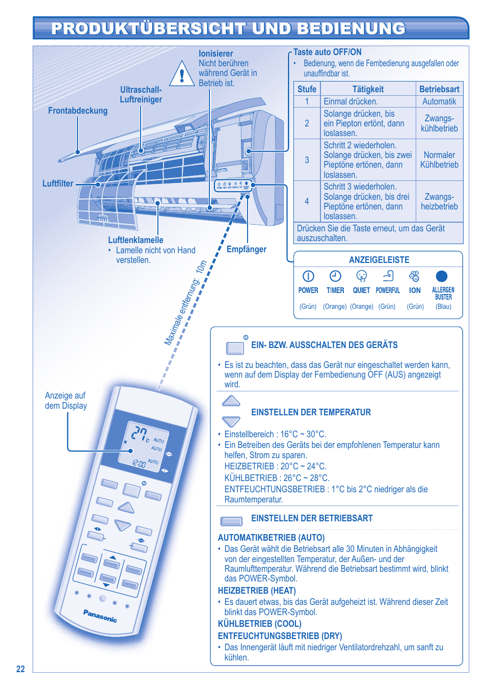 Produktübersicht und bedienung | Panasonic KITE9HKEA User Manual | Page 22 / 56