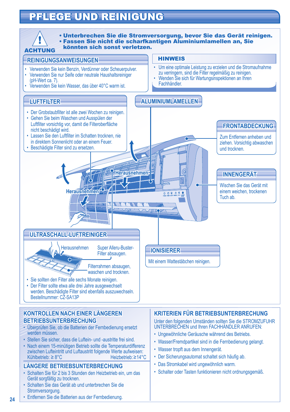 Pflege und reinigung | Panasonic KITE9HKEA User Manual | Page 24 / 56