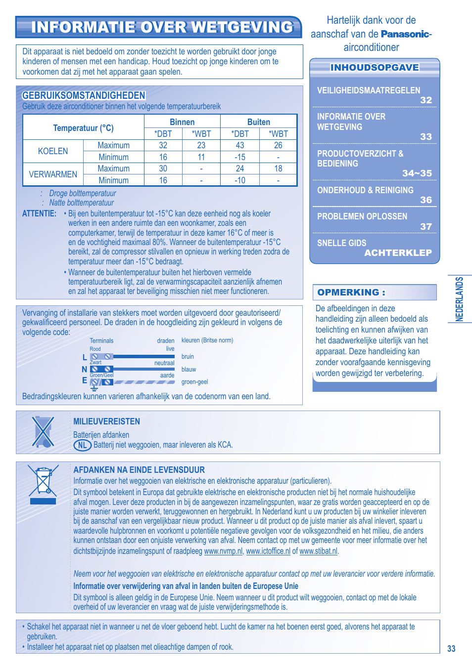 Informatie over wetgeving | Panasonic KITE9HKEA User Manual | Page 33 / 56