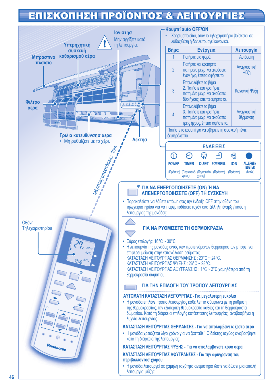 Επισκοπηση προϊοντοσ & λειτουργιεσ | Panasonic KITE9HKEA User Manual | Page 46 / 56