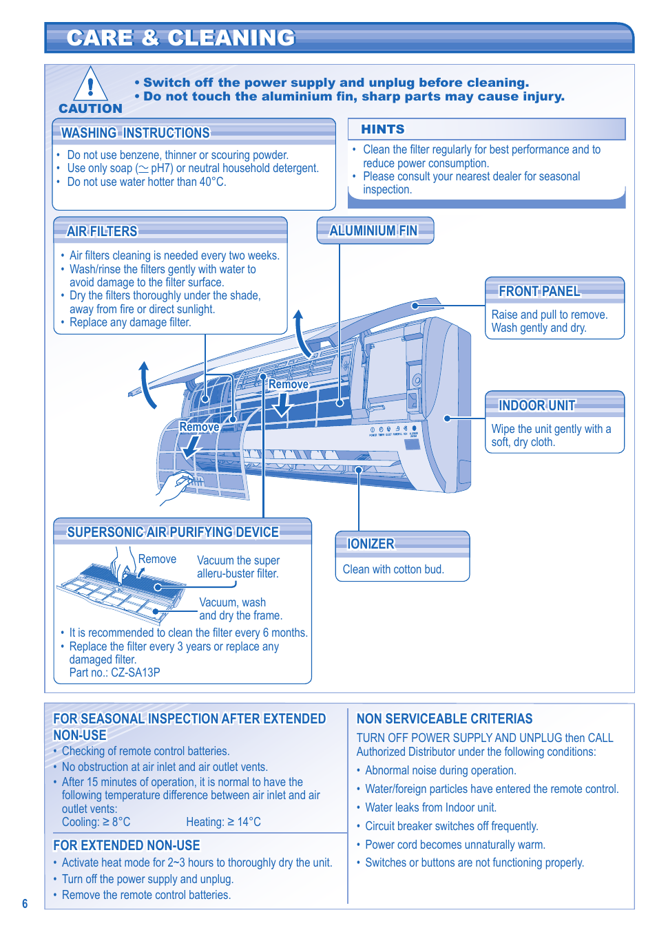 Care & cleaning | Panasonic KITE9HKEA User Manual | Page 6 / 56