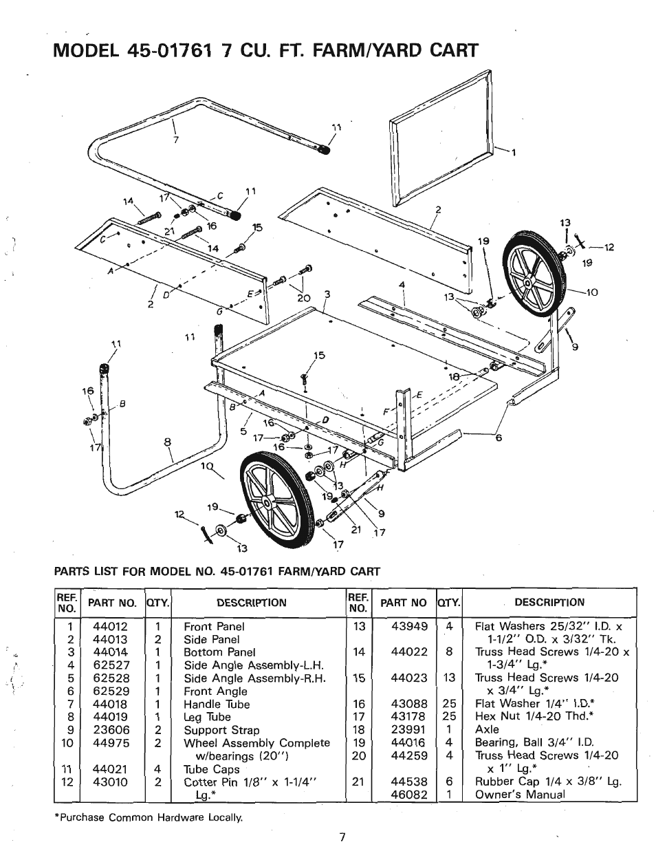Agri-Fab 7 cu ft. Farm/Garden Cart 45-01761 User Manual | Page 7 / 8