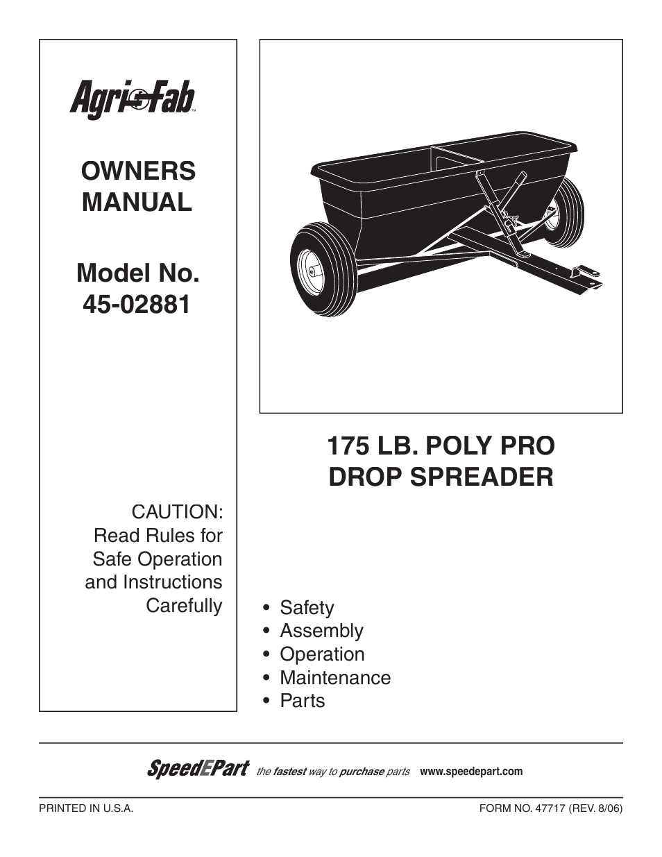 Agri-Fab 45-02881 User Manual | 8 pages