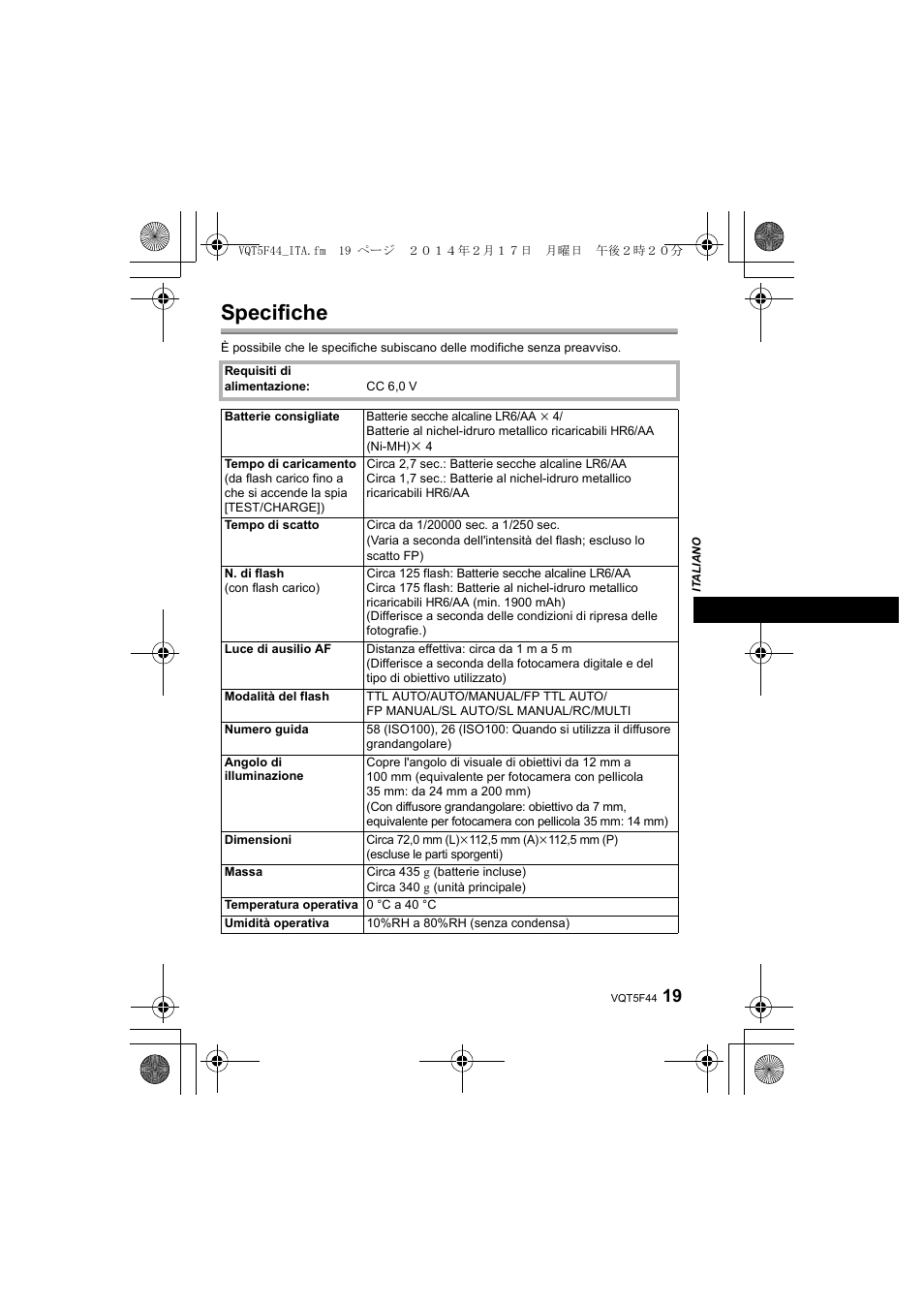 Specifiche | Panasonic DMWFL580LPP User Manual | Page 103 / 224