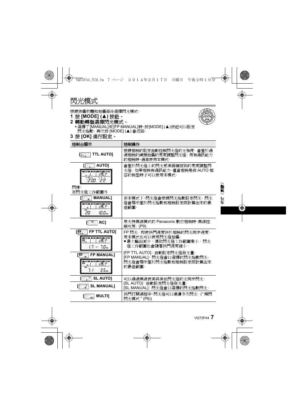 閃光模式 | Panasonic DMWFL580LPP User Manual | Page 109 / 224