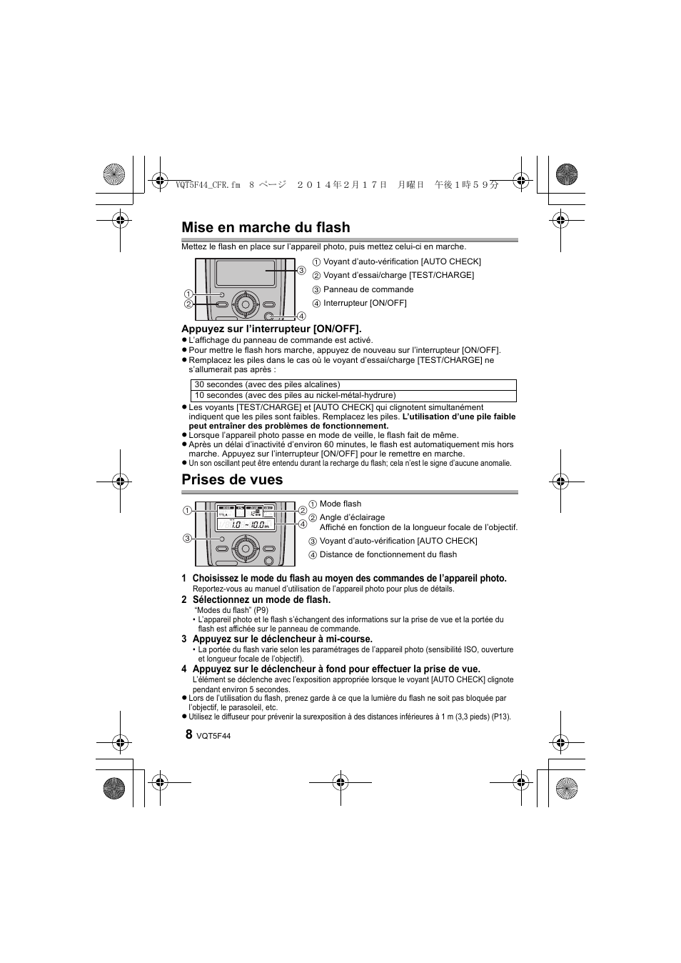 Mise en marche du flash, Prises de vues | Panasonic DMWFL580LPP User Manual | Page 32 / 224