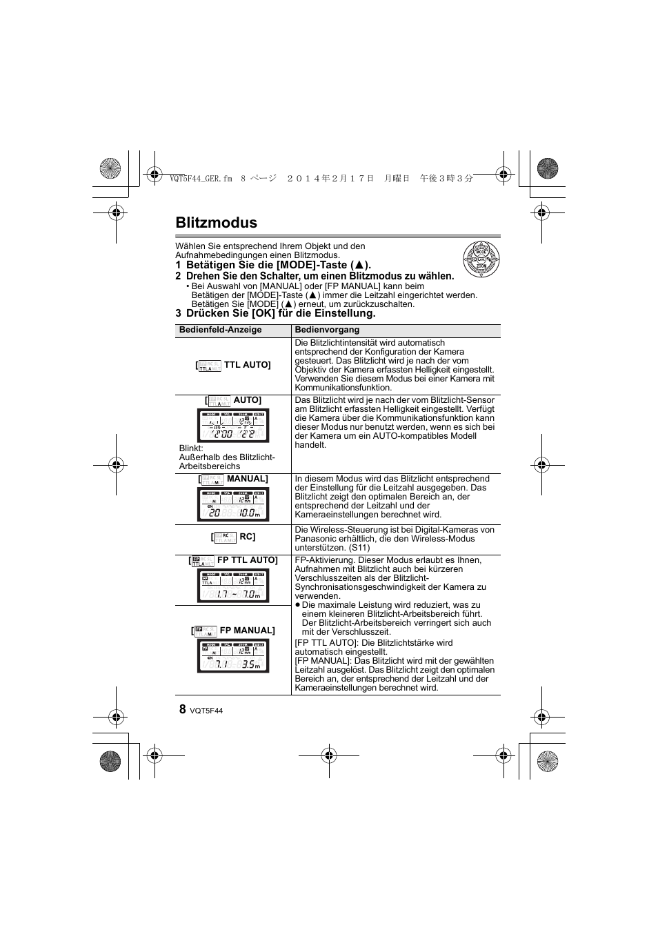 Blitzmodus | Panasonic DMWFL580LPP User Manual | Page 54 / 224