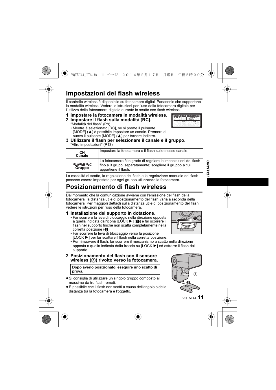 Impostazioni del flash wireless, Posizionamento di flash wireless | Panasonic DMWFL580LPP User Manual | Page 95 / 224