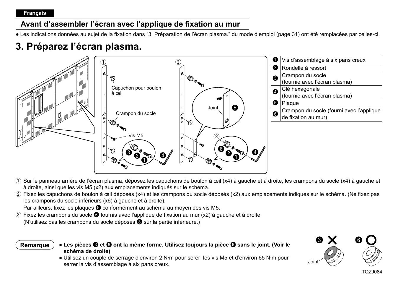 Préparez l’écran plasma | Panasonic TYWK103PV9 User Manual | Page 7 / 13