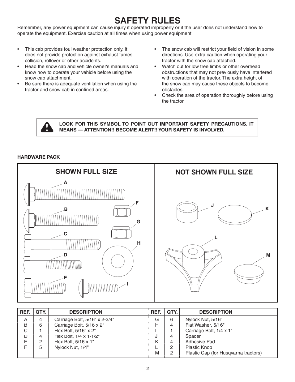 Safety rules, Shown full size not shown full size | Agri-Fab 45-0402 User Manual | Page 3 / 7