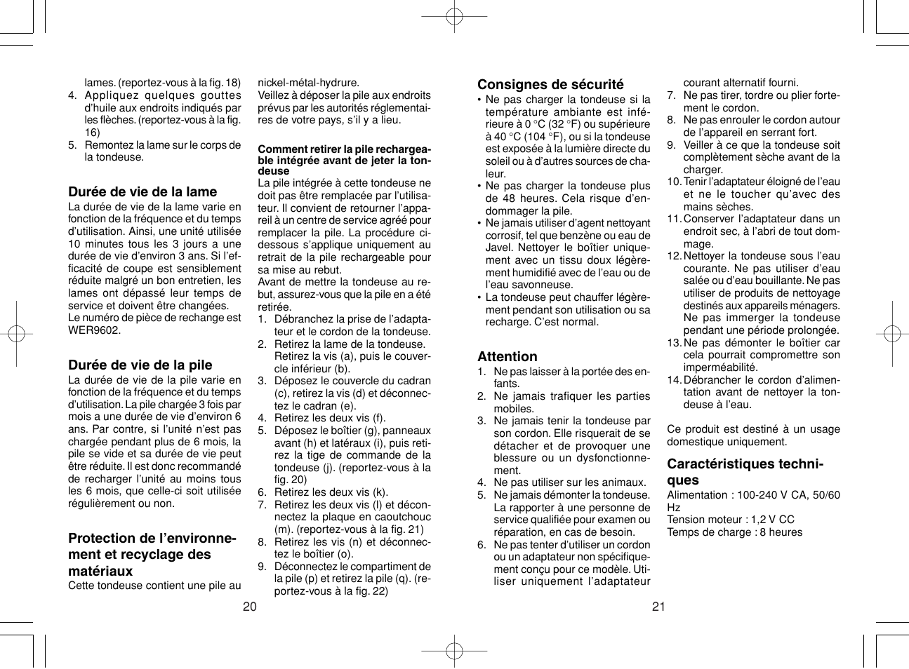 Panasonic ER220 User Manual | Page 11 / 52