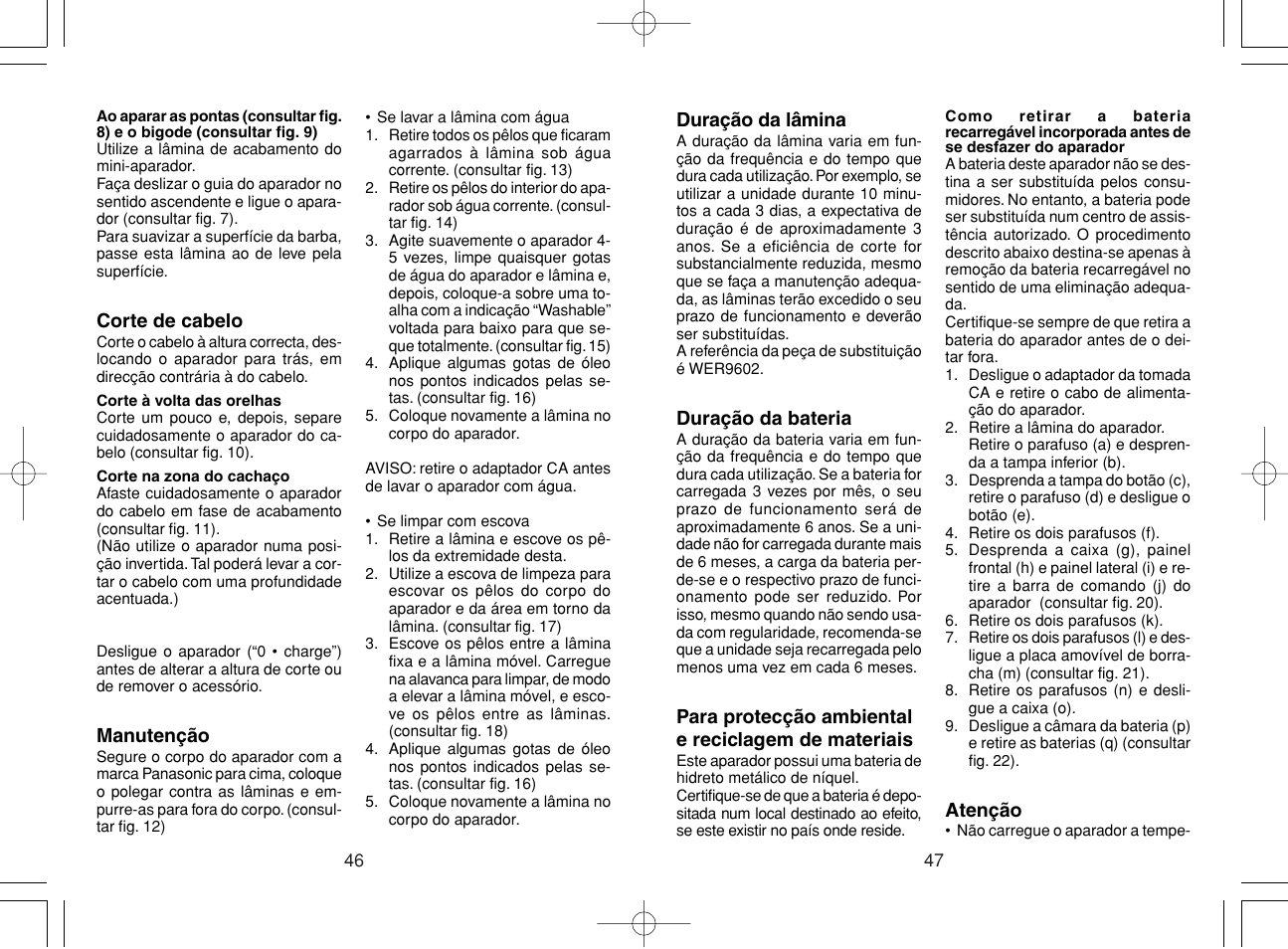 Panasonic ER220 User Manual | Page 24 / 52