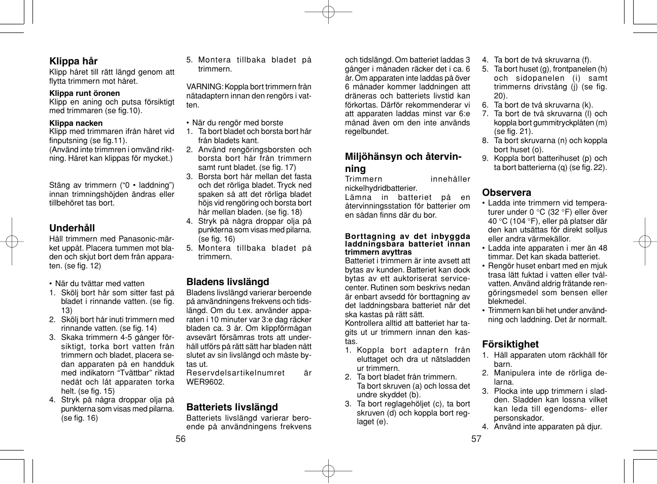 Panasonic ER220 User Manual | Page 29 / 52