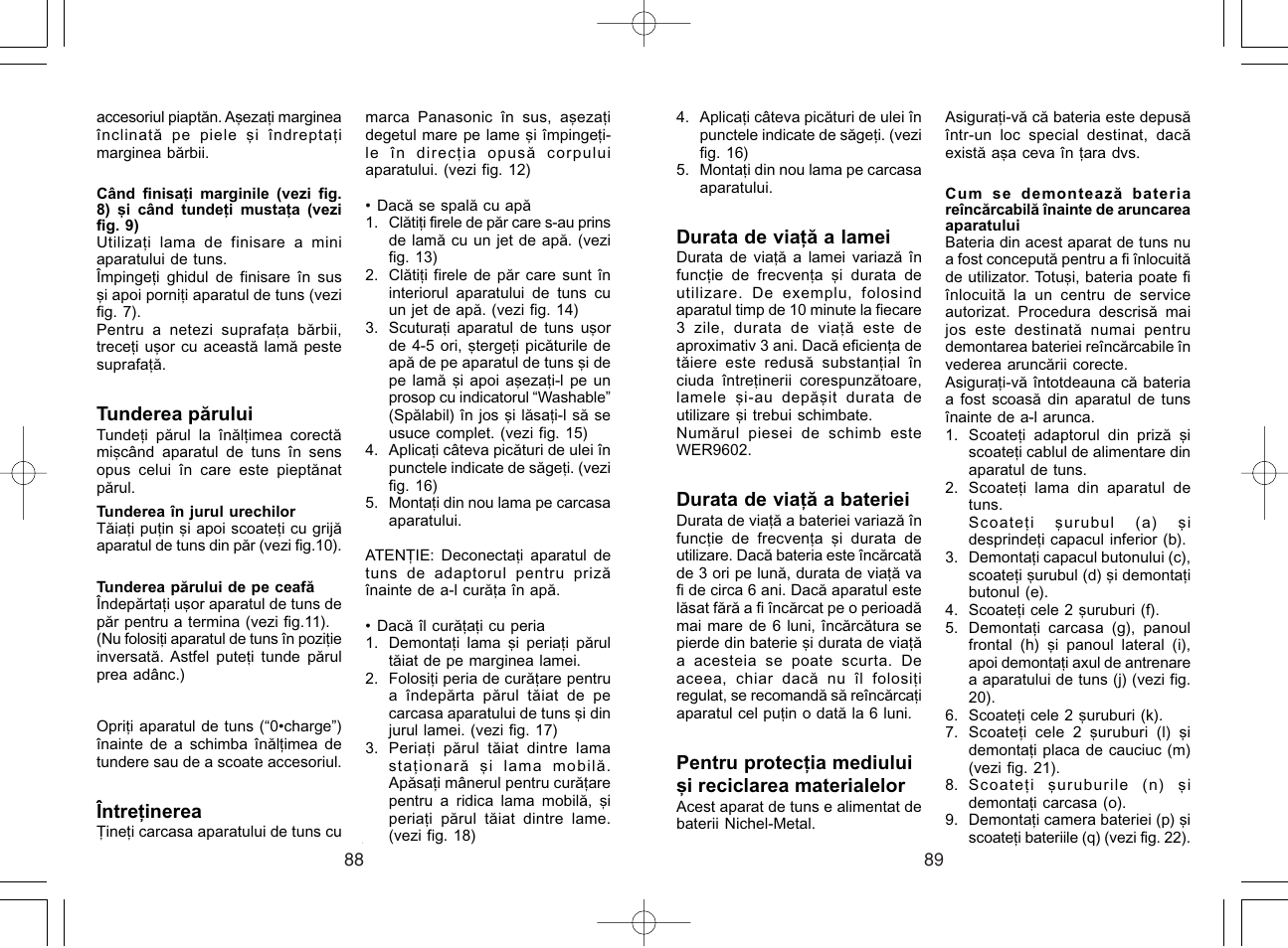 Panasonic ER220 User Manual | Page 45 / 52