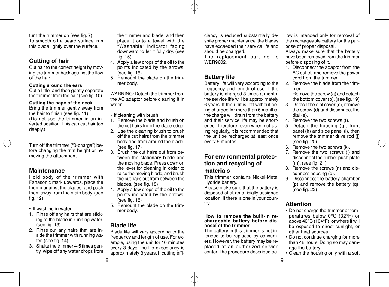 Panasonic ER220 User Manual | Page 5 / 52