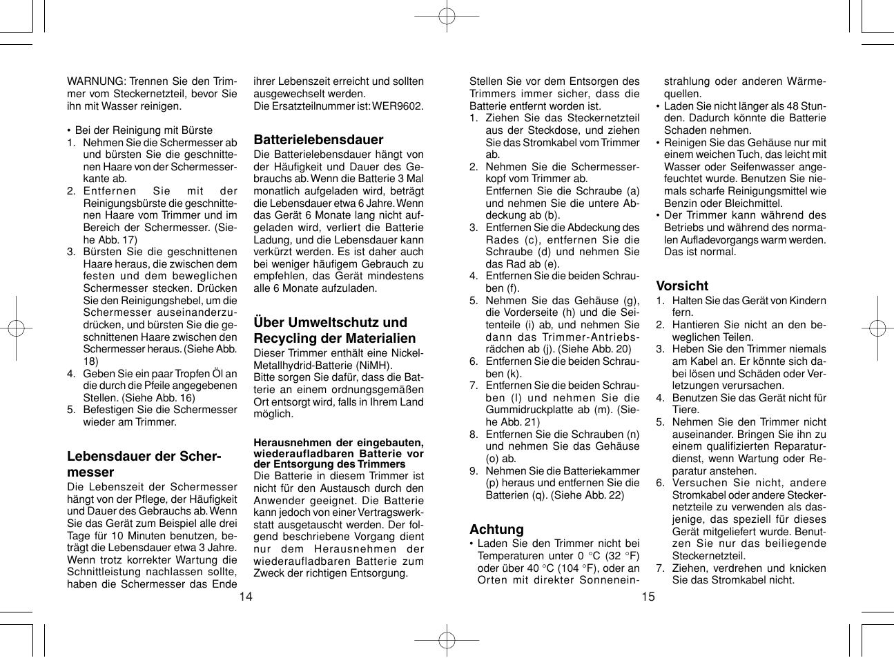 Panasonic ER220 User Manual | Page 8 / 52