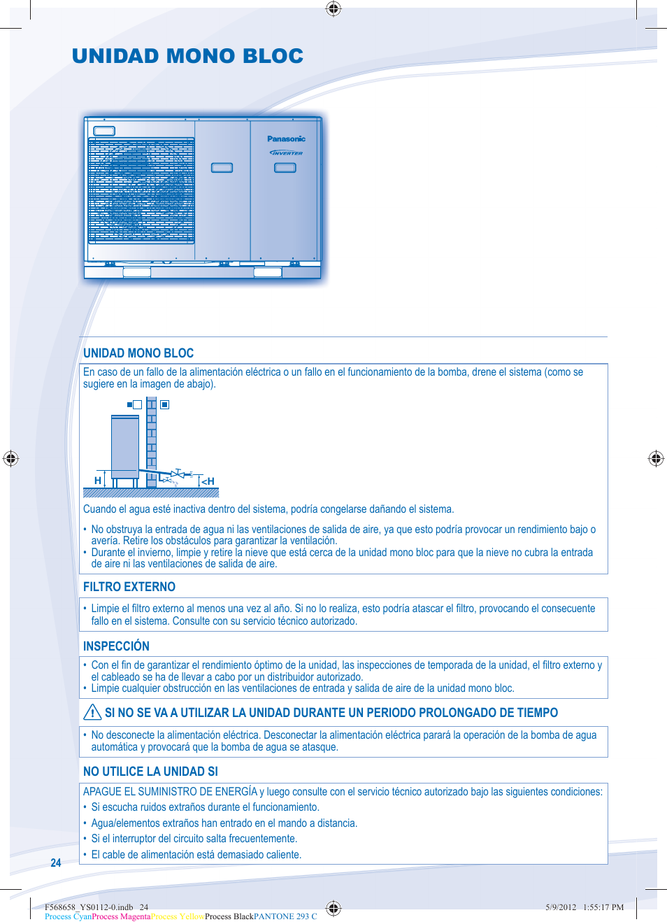 Unidad mono bloc | Panasonic WHMDF06D3E5 User Manual | Page 24 / 76