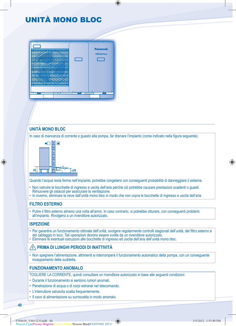 Unità mono bloc | Panasonic WHMDF06D3E5 User Manual | Page 40 / 76