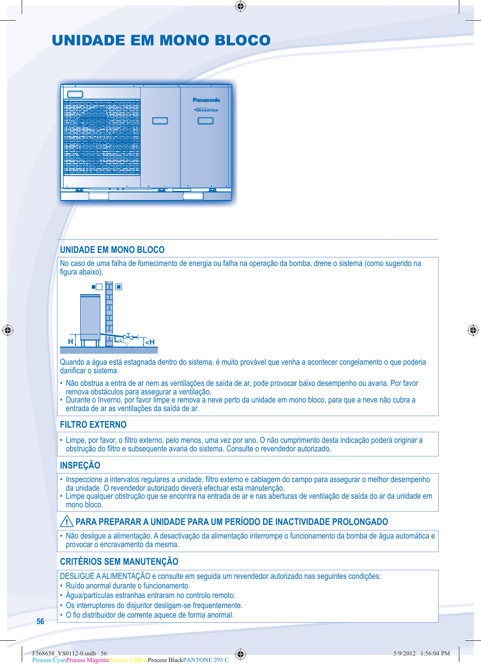 Unidade em mono bloco | Panasonic WHMDF06D3E5 User Manual | Page 56 / 76