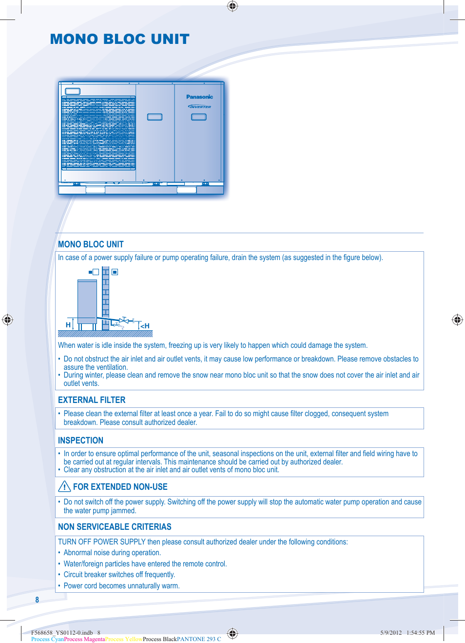 Mono bloc unit | Panasonic WHMDF06D3E5 User Manual | Page 8 / 76