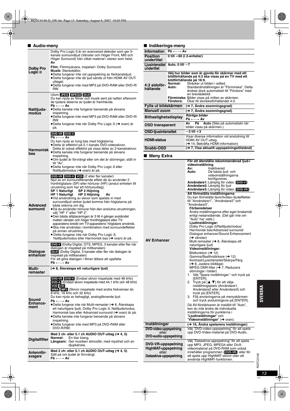 Panasonic DVDS100 User Manual | Page 113 / 128