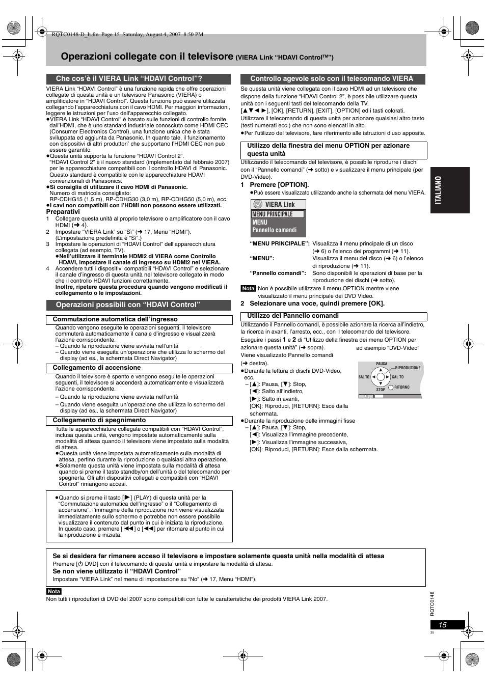 Operazioni collegate con il televisore | Panasonic DVDS100 User Manual | Page 35 / 128