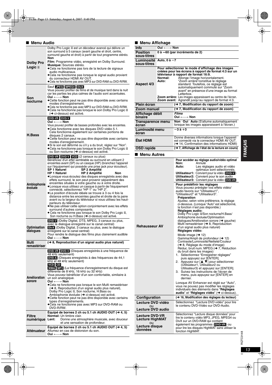Panasonic DVDS100 User Manual | Page 53 / 128