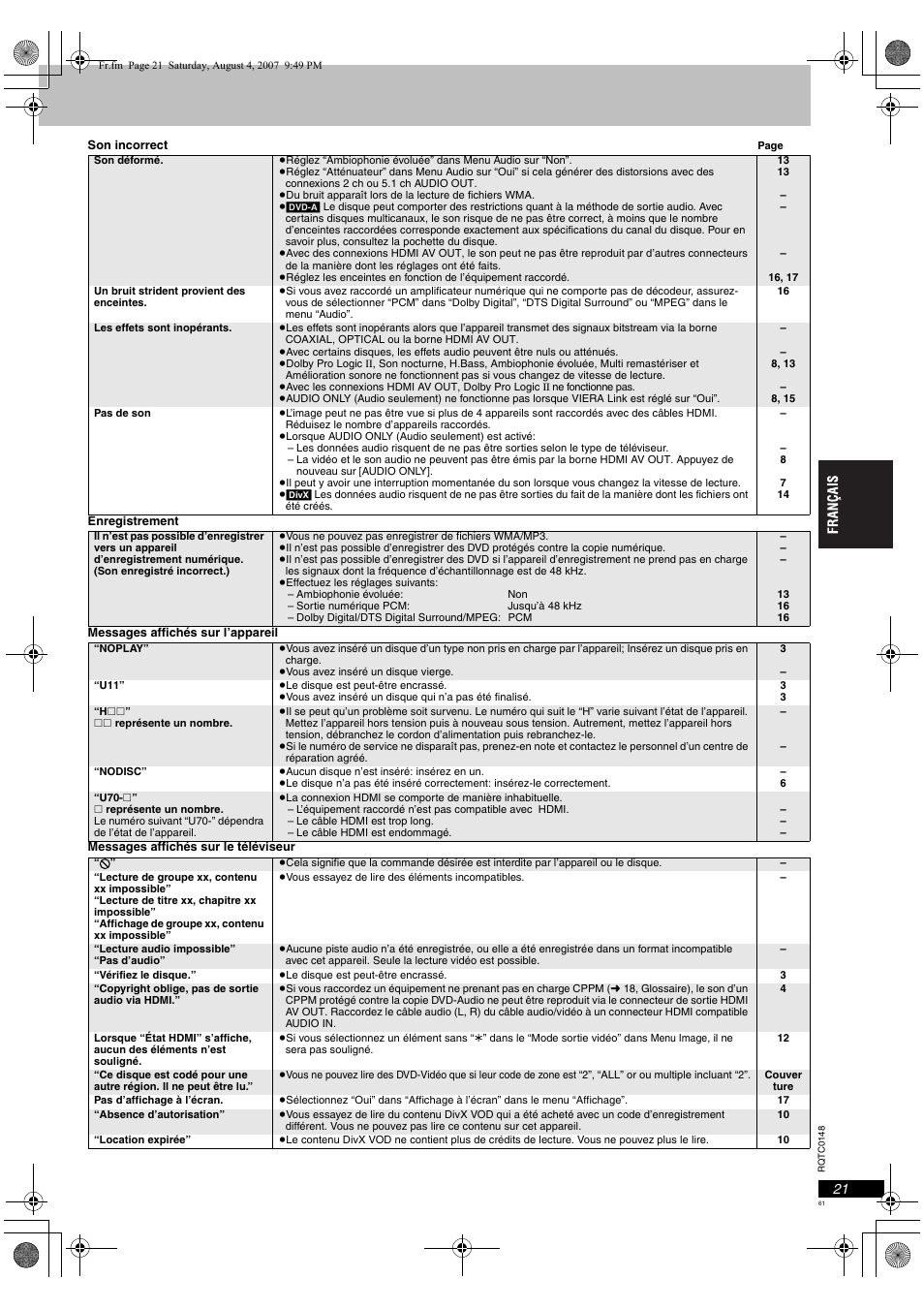Panasonic DVDS100 User Manual | Page 61 / 128