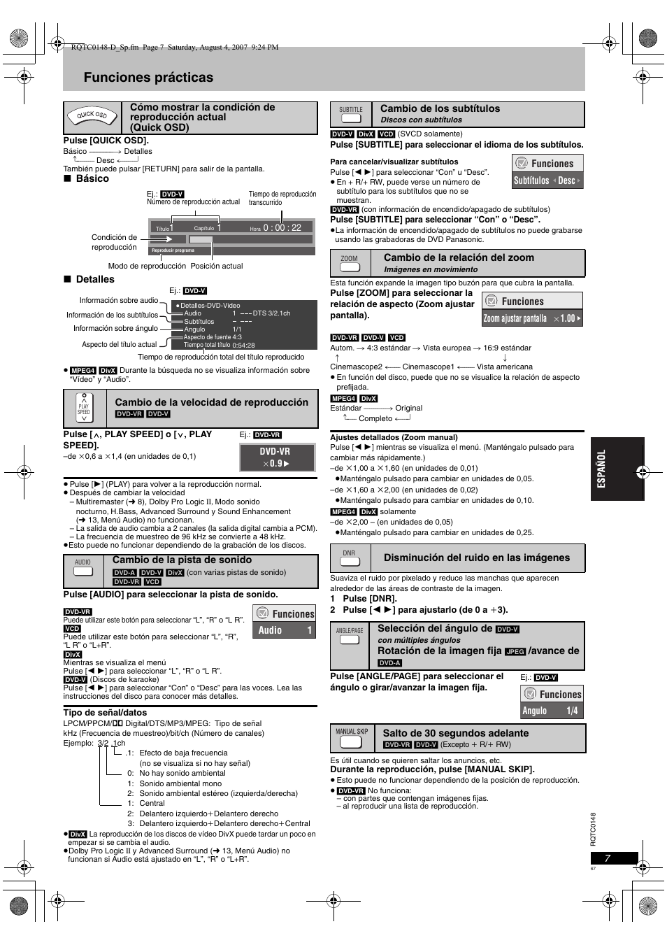 Funciones prácticas | Panasonic DVDS100 User Manual | Page 67 / 128