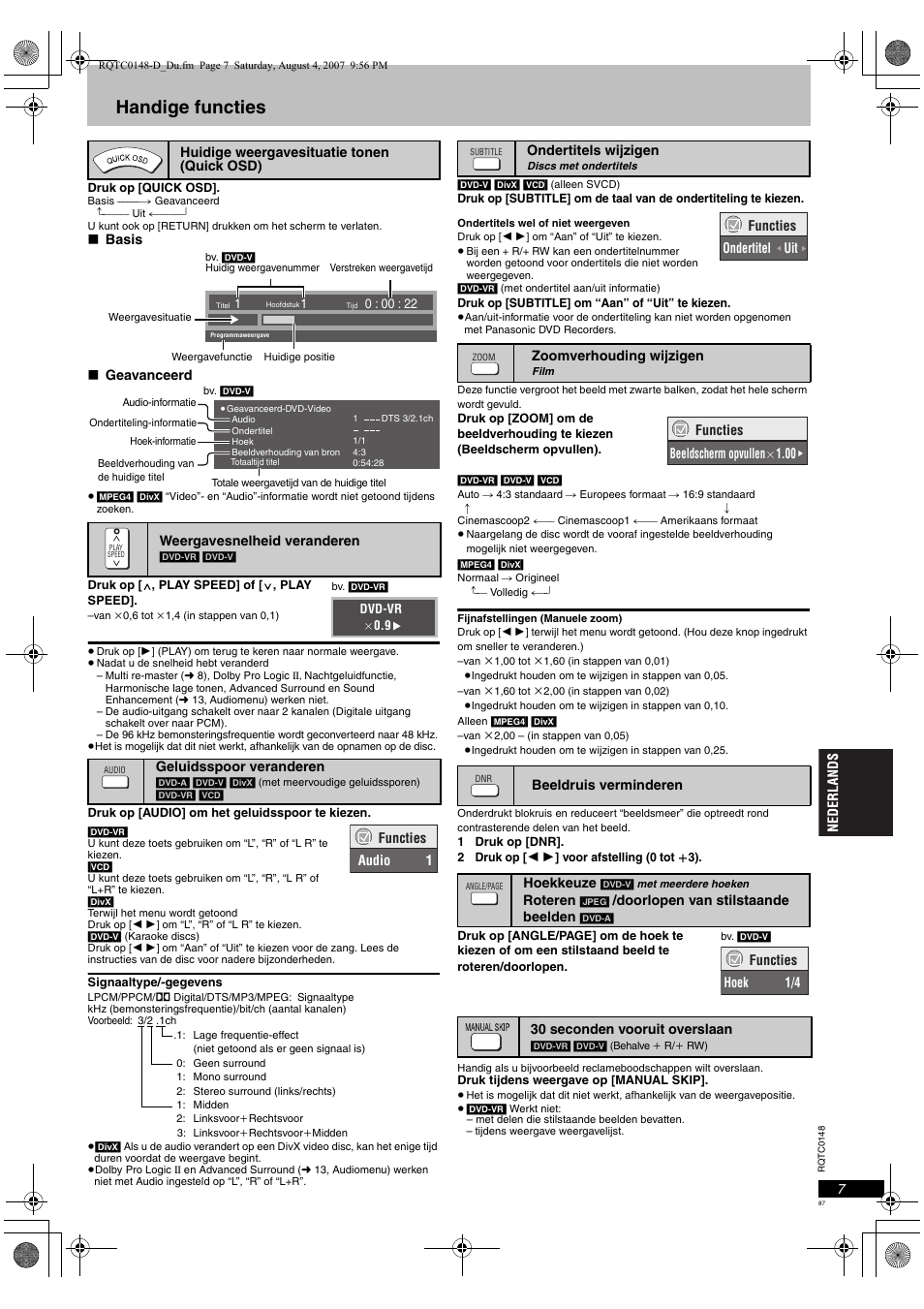 Handige functies | Panasonic DVDS100 User Manual | Page 87 / 128