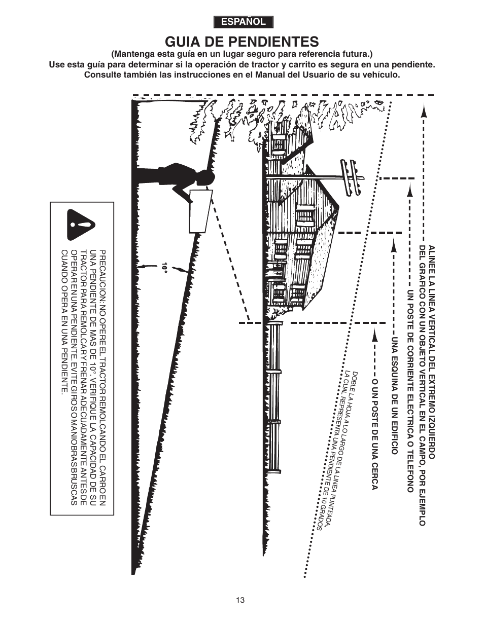 Guia de pendientes, Español | Agri-Fab 45-0345-062 User Manual | Page 13 / 20